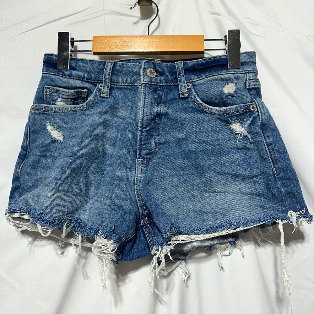 Arizona Jean Co Y2K Distressed Denim Jean Shorts Blue Mid Rise Sz 5